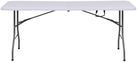 SKONYON 6ft Folding Table for Indoor Outdoor Use – Heavy Duty Foldable Table with Carry Handle – Portable Tables Folding for Events, Camping, Picnics, Workstations, Banquets, BBQs (White,3ft)