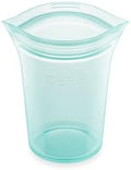 Zip Top Reusable Food Storage Bags | Small Cup [Teal] | Silicone Meal Prep Container | Microwave, Dishwasher and Freezer Safe | Made in the USA