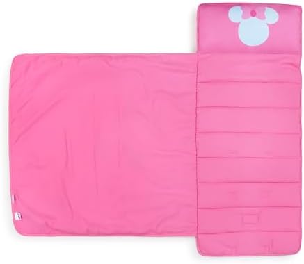 Jay Franco Kids Nap Mat with Embedded Pillow & Blanket – Soft 46"x20" Microfiber Sleeping Bag with Name Tag & Handle
