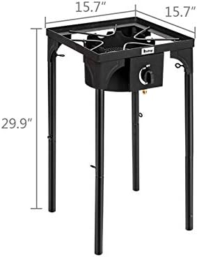 Single Burner Camp Stove, Outdoor Camping Stove 1 Burner Propane Cooker w/Detachable Legs & CSA Regulator for Camp Paito RV, Cast Iron, 75,000 BTU