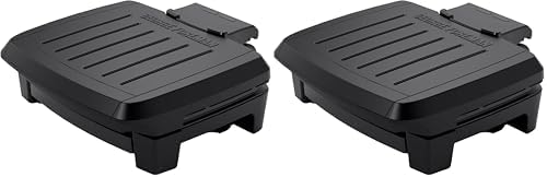 George Foreman® Fully Submersible™ Grill, NEW Dishwasher Safe, Wash the Entire Grill, Easy-to-Clean Nonstick, Black/Grey (Pack of 2)