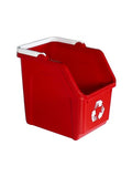 6 Gallon Stackable Recycling Bins for Homes, Garages, Offices Made of 100% Recycled Plastic - (Red, 1 Pack)