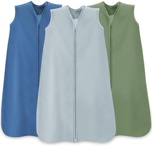 Baby Sleep Sack 0-6 Months, 100% Cotton Wearable Blanket, 0.5 Tog, 3 Pack