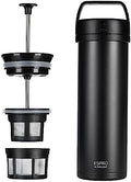 ESPRO Go P0 Ultralight French Press Coffee Maker for Travel, Vacuum Insulated Stainless Steel, 16 Ounces, Matte Meteorite Black
