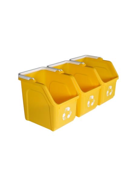 6 Gallon Stackable Recycling Bins for Homes, Garages, Offices Made of 100% Recycled Plastic - (Yellow, 20 Pack)