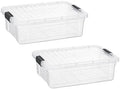 Superio 7.4 Quart Clear Plastic Storage Bin with Lid, Stackable Organizer Box, BPA-Free Storage Container for Home, Garage, School & Office, 2 Pack