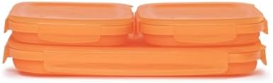 Drip EZ Secondz Collapsible Food Storage Containers (set of 3) - Meal Prep, Leftovers, Lunch, Camping, Hiking - Dishwasher & Microwave Safe - BPA-free Silicone - Locking Lids - Orange