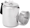 GSI Outdoors Percolator Coffee Pot I Glacier Stainless Steel with Silicone Handle for Camping, Backpacking, Travel, RV & Hunting - Stove Safe