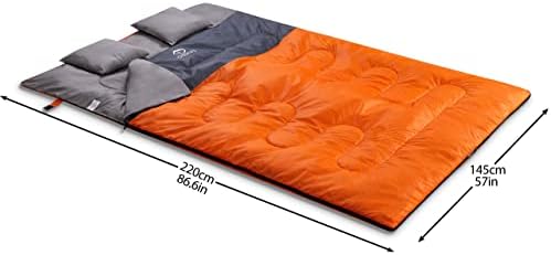 oaskys Double Sleeping Bag for Adults with 2 Pillows - Queen Size XL Waterproof Sleeping Bag for All Season Camping Hiking Backpacking 2 Person Sleeping Bags for Cold Weather & Warm