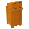 32 Gallon Square 100% Recycled Plastic Heavy Duty Outdoor Trash Can with Push Lid - Great for Schools and Businesses - Orange