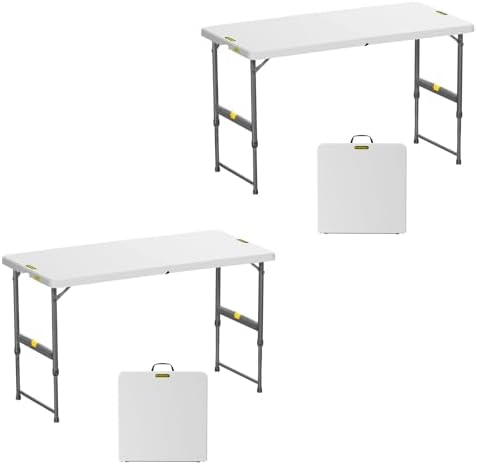 FanttikOutdoor Folding Table 4 Foot Quick Adjust Portable Plastic 4 Heights