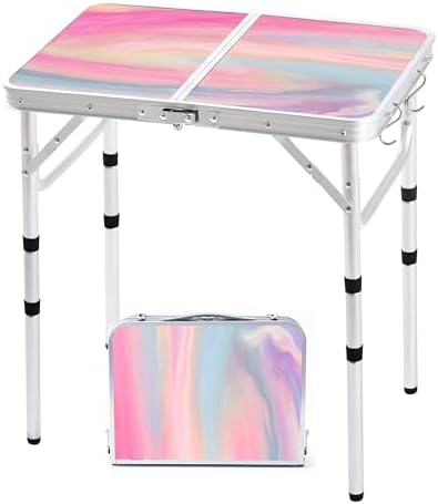 Yriuat Folding Camping Table 2ft Portable Picnic Table, Blush Haze