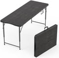 5.5 Feet ADJUSTABLE Foldable Table with Built in Handle & Steel Legs | 5.5FT Heavy Duty Folding Portable | Perfect for Party, Dining, Wedding, Events, Picnic Indoor, Outdoor, Camping, Utility, Folding
