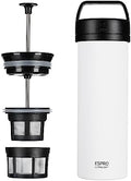 ESPRO Go P0 Ultralight French Press Coffee Maker for Travel, Vacuum Insulated Stainless Steel, 16 Ounces, Chalk White