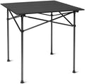 Amazon Basics Portable Camping Table, Outdoor Folding Table with Aluminum Roll-Up Top, Steel Frame, 27.6 x 27.6 x 27.6 Inches, Black