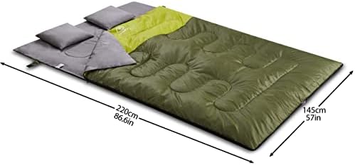 oaskys Double Sleeping Bag for Adults with 2 Pillows - Queen Size XL Waterproof Sleeping Bag for All Season Camping Hiking Backpacking 2 Person Sleeping Bags for Cold Weather & Warm