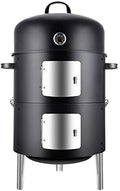 Realcook Vertical 17 Inch Steel Charcoal Smoker, Heavy Duty Round BBQ Grill