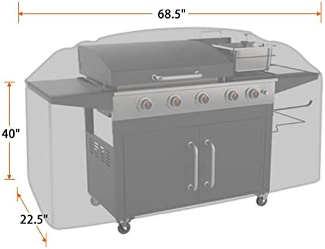 iCOVER Griddle Cover for Blackstone Rangetop Combo Griddles 600D Heavy Duty Waterproof Canvas, Fits Up to 68"
