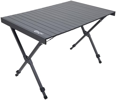 Portal Folding Camping Table with Adjustable Height,Portable Aluminum Table, Dark Gray