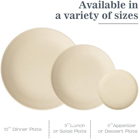 40 PCS Plastic Plates and Bowls Sets, Dishware Set for 8 - Beige