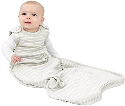 Woolino Ultimate Baby Sleep Sack – 4 Season Merino Wool Sleeping Bag, Organic Cotton Outer, Temp Regulating Blanket, Adjustable Sleep Sack Universal Size 2–24 Months - Birch Gray