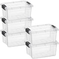Superio Clear Storage Boxes with Lids, 3.5 Quart Plastic Container Bins for Organizing, Stackable Crates, BPA Free, Non Toxic, Odor Free, Organizers for Home, Office and Dorm, 5 Pack