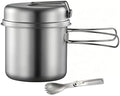 BY-J Titanium Camping Cookware 1100ML & 350ML Titanium Pot with Lid and Stainless steel spatula Camping Pot for Backpacking Hiking Traveling and Picnic