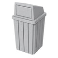 32 Gallon Square Slatted 100% Recycled Plastic Heavy-Duty Commercial Outdoor and Indoor Trash Can with Push Top Lid | Great for Schools and Businesses - Light Granite