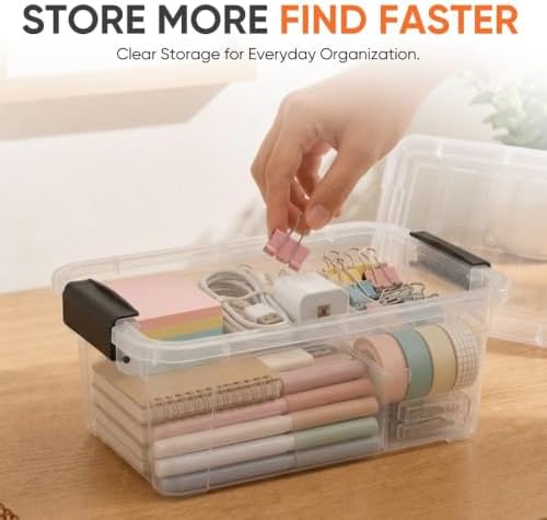 Superio 3.4 Quart Clear Plastic Storage Boxes with Lids, Stackable Organizer Containers, BPA-Free Storage Bins for Home, Office, School & Dorm, 2 Pack