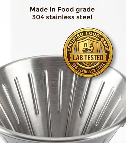 AGOGO Stainless Steel V60 Coffee Dripper & 50 Paper Filters, Cream