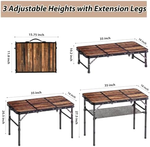 YihuiKo Folding Camping Table with Storage Net, Lightweight Foldable Table