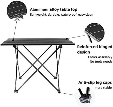 ROCK CLOUD Portable Camping Table Ultralight Aluminum Camp Table Folding Beach Table for Camping Hiking Backpacking Outdoor Picnic, Size M