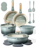 CAROTE 20pcs Titanium Cookware Set, Pots and Pans Set Detachable Handle