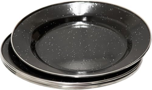 24-Piece Deluxe Enamel Tableware Set, Lightweight Durable Camp Dish Set for 4 People, Enamel Plates Bowls Mugs with Utensils for Camping Backpacking Home