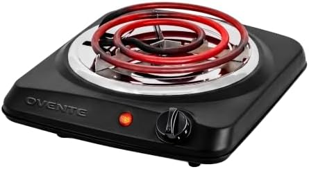 OVENTE Electric Hot Plate, 1000W Single Burner, 6-Inch Coil, Black BGC101B
