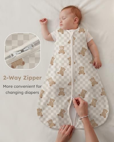 Yoofoss Baby Sleep Sack 12-18 Month 0.5TOG 100% Organic Cotton 2-Way Zipper