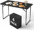 Folding Table 4 Pack, 4FT Folding Table with Adjustable Height, Black