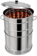 Portable Stainless Steel Charcoal Grill, Smokeless Barrel BBQ Grill with 50 Skewers, Large Capacity 360° Outdoor Cooking for Camping, Picnic, and Backyard Barbecue