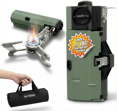 Portable Butane Gas Stove for Camping, Outdoor, and Indoor Cooking, Compact Lightweight Single Burner with Carrying Bag for Travel – by Altena