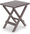 Camco Adirondack Portable Outdoor Camping Small Weatherproof Rustproof Durable Plastic Folding Side Table for Indoor and Outdoor Use, Taupe