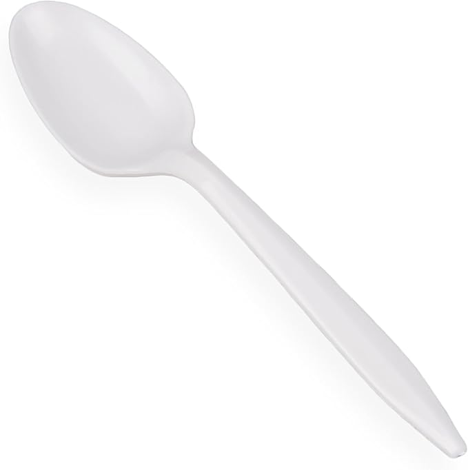 Pantry Value [400 Count] Lightweight White Plastic Tea Spoons - Disposable Cutlery for Parties, Events, and Dinner (Formerly Comfy Package)