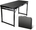 Folding Camping Table, Black Aluminum Frame,3-Position Adjustable Height,Lightweight Carry Handle, Portable for Travel, Camping Outdoor Use, 3.3FT x 2FT(Medium), Black
