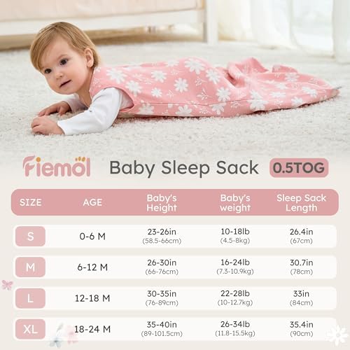 Baby Sleep Sack 12-18 Months 0.5 Tog Soft Sleeping Bag 100% Cotton