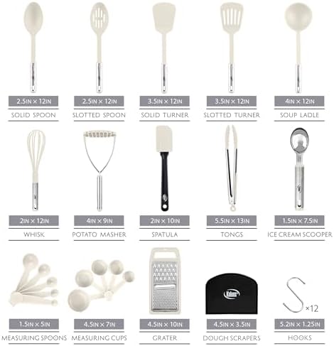 Kitchen Utensils Set 35 PCS Cooking Utensils Set, Nonstick and Heat Resistant Nylon Stainless Steel Silicone Spatula Set - Kitchen Gadgets Home Essentials Kitchen Accessories, Apartment Must Haves