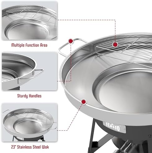 Feasto 23" Stainless Steel Concave Comal Set, 54,000 BTU, CSA Certified