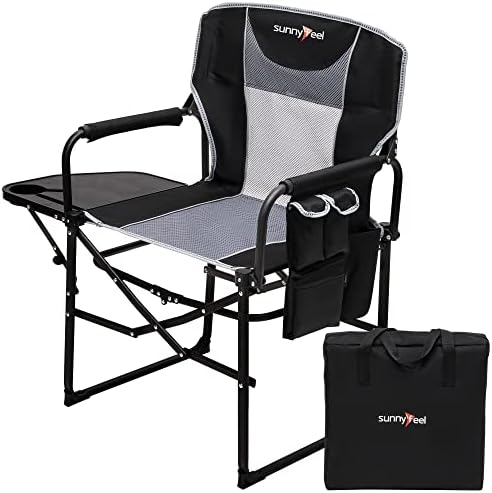 SUNNYFEEL Oversized Camping Chair Portable Directors Chairs with Side Table