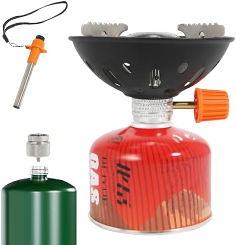 Portable Outdoor Camping Stove, With Powerful Firepower of 10000 BTU,Quickly Boil 1.5L of Water in 4 Minutes and 30 Seconds,Compatible with Propane/Butane Gas Tanks,Windproof Stove