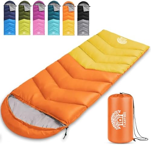 Sleeping Bags for Adults & Kids for Camping Hiking Trips Warm Cool Weather, Lightweight and Waterproof with Compression Bag, 3-4 Season Indoors Outdoors Activities