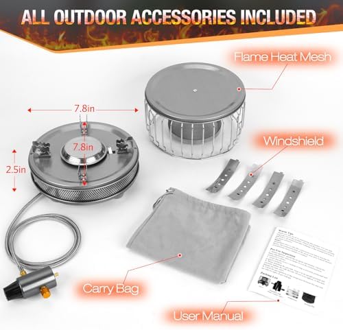 Propane Camping Stove, Portable Camp Gas Stove 13500BTU Burners with Piezo Ignition, Carrying Bag