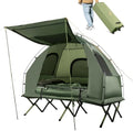 Goplus Camping Tent Cot, 5-in-1 Folding Camping Bed with Air Mattress, Pillow, Sleeping Bag, Waterproof Elevated Tent Shelter, Portable Outdoor Sleeping Cot with Carry Bag for Picnic, Trip